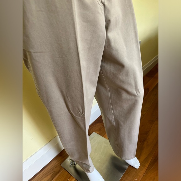 Ralph Lauren beige 100% cotton pants high waist straight legs pockets US 14 - Picture 5 of 15
